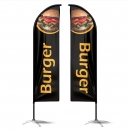 drapeau publicitaire oriflamme burger doubles faces