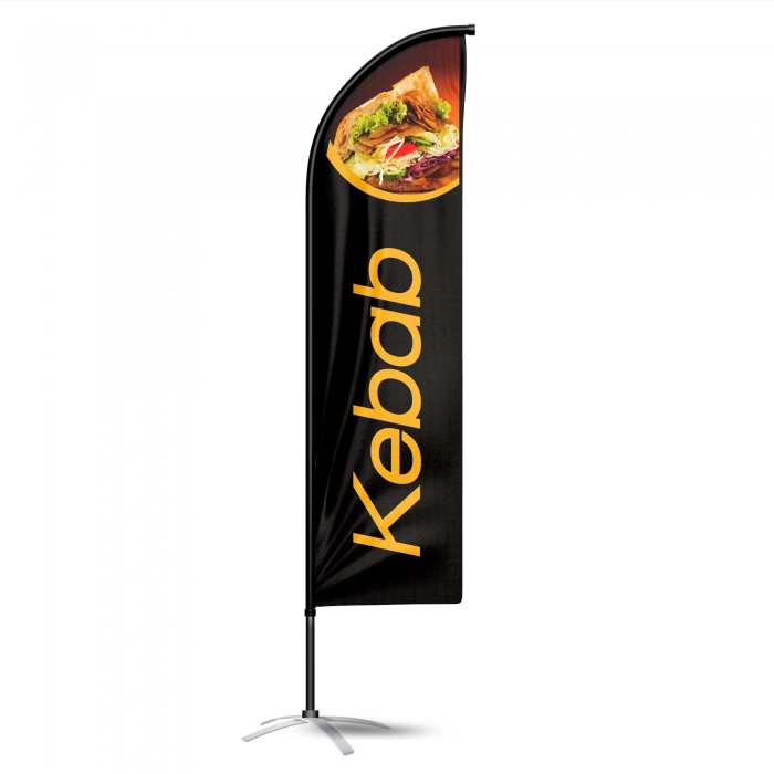 drapeau publicitaire oriflamme kebab noir