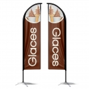 Drapeau publicitaire oriflamme double faces glaces marron chocolat
