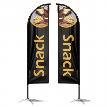 drapeau publicitaire oriflamme snack doubles faces noir