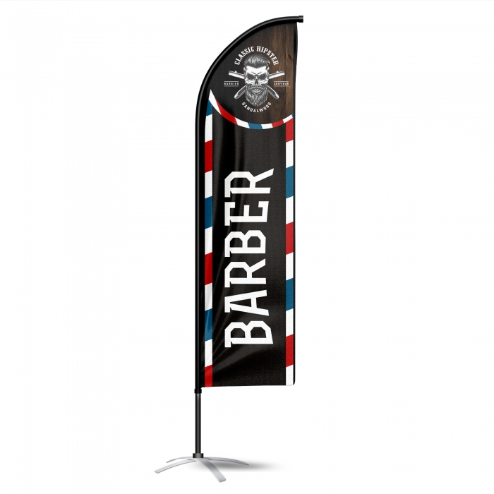 Drapeau publicitaire oriflamme barber coiffeur