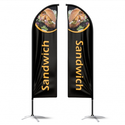 Drapeau publicitaire oriflamme Sandwich double faces
