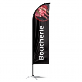 Boucherie - Drapeau publicitaire oriflamme double faces noir