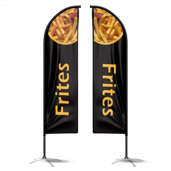 Drapeau publicitaire oriflamme frites noir double face