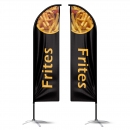 Drapeau publicitaire oriflamme frites noir double face