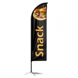 drapeau publicitaire oriflamme snack double face noir