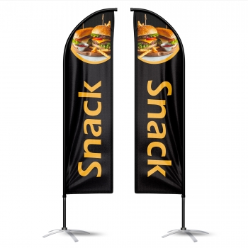 drapeau publicitaire oriflamme snack doubles faces noir