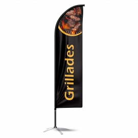 Drapeau publicitaire oriflamme Grillades double face