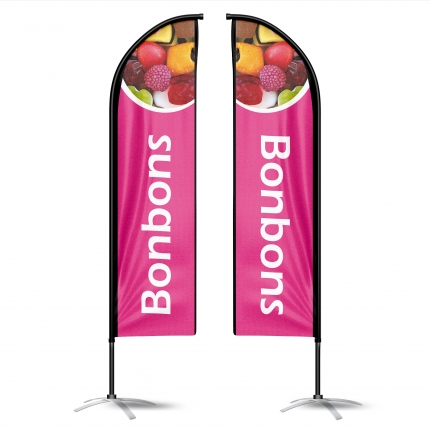 Drapeau publicitaire oriflamme Bonbons double faces
