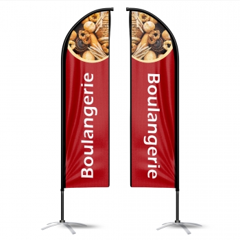 Drapeau publicitaire oriflamme Boulangerie rouge double faces