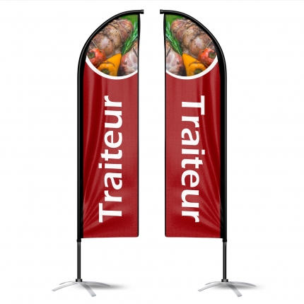 Drapeau Traiteur publicitaire oriflamme double faces
