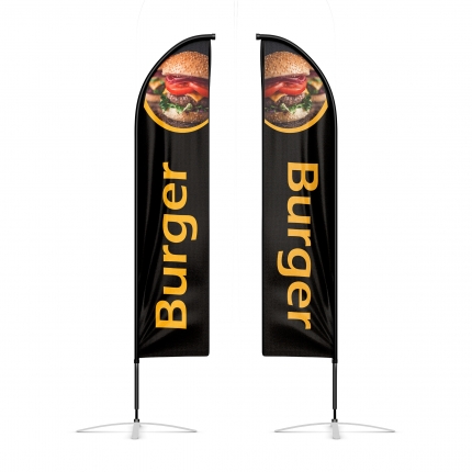 drapeau publicitaire oriflamme burger doubles faces