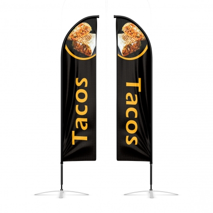 drapeau publicitaire oriflamme tacos noir double face