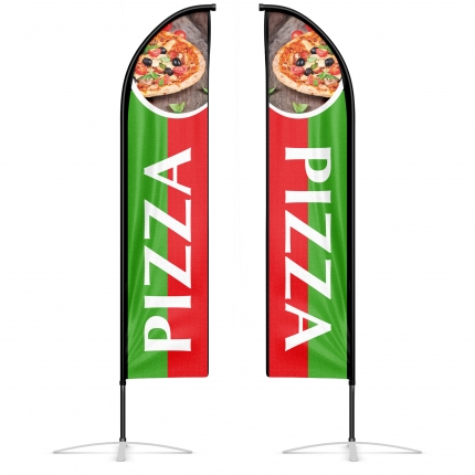 drapeau publicitaire oriflamme pizza doubles faces