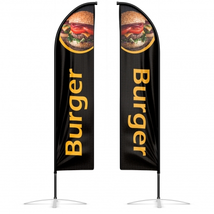 drapeau publicitaire oriflamme burger doubles faces