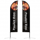 Drapeau publicitaire oriflamme Poulet Rôti double faces noir