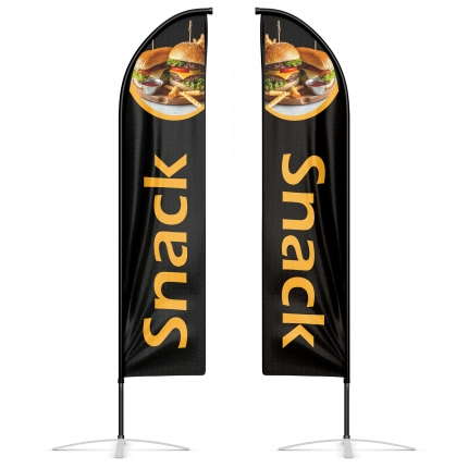 drapeau publicitaire oriflamme snack doubles faces noir