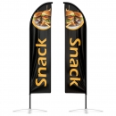 drapeau publicitaire oriflamme snack doubles faces noir