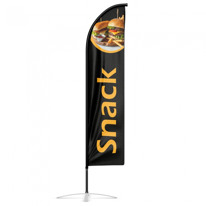 drapeau publicitaire oriflamme snack double face noir